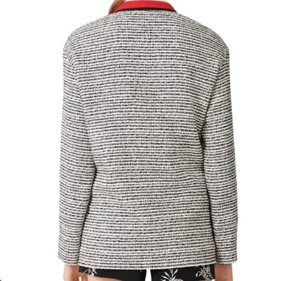 Maje Monochrome Cardigan with Red Trim - Picture 3 of 10